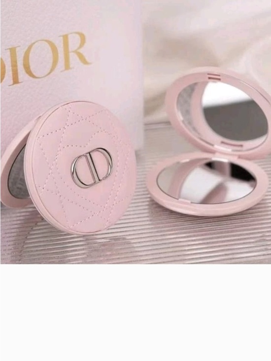 Dior Other - Dior Pink Quilted Compact Mirror with Silver CD Logo